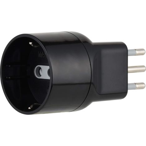 Adattatore disassato Schuko 10A 2P+T salvaspazio da spina tedesca a presa italiana 10A nero Electraline