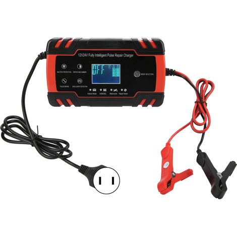 Chargeur de batterie intelligent 12V/24V 2-150Ah réparation automatique pour voiture moto 110V-240V prise US (1/5)