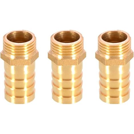 3PCS Raccord de tuyau en laiton avec bride pour tuyau d&39arrosage 19 mm à 1/2&34 filetage BSP mâle Coupleur Connecteur Adaptateur de tuyau (1/4)