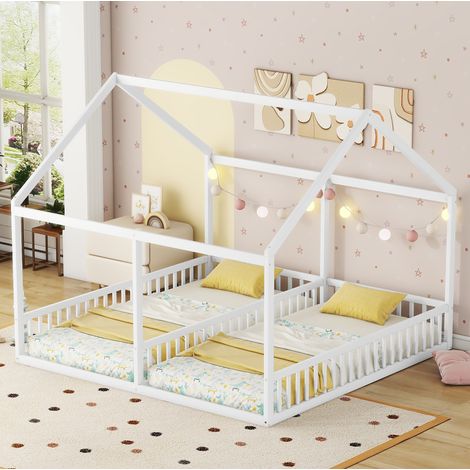 Bett 90x200 Doppelbett Hausdesign Kiefer Weiß OKMYHOME (1/5)