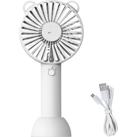 Ventilador portátil con base, mini ventilador con 3 velocidades, silencioso, ideal para viajes, acampadas, oficina y hogar. Alimentación por USB.