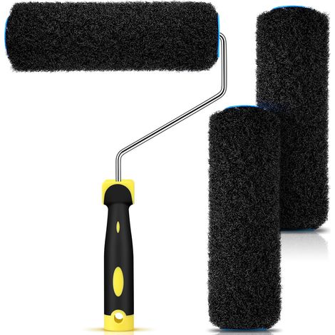 3 rulli per cartongesso da 9 pollici con 1 telaio per vernice, pennello per texture per cartongesso, rullo per mastice, farina fossile, pasta per stampaggio, rivestimenti testurizzati