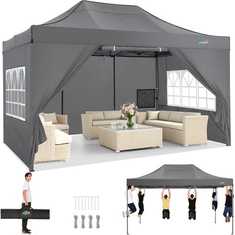 Faltpavillon 3x4.5m wasserdicht mit 4 Seitenteilen, UV-Schutz 50+ (1/5)