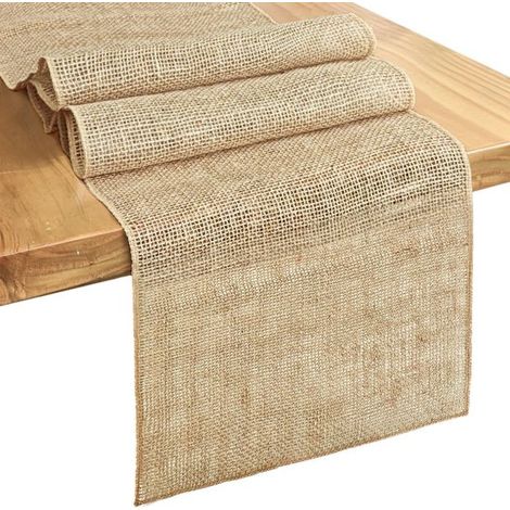 Camino de mesa - Mantel - Camino de mesa rústico - Estilo vintage - Accesorios decorativos - Yute - Amarillo (1/5)