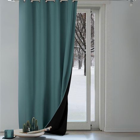 Rideau thermique aspect velours "Galena" - 140x260cm - Bleu canard (1/3)