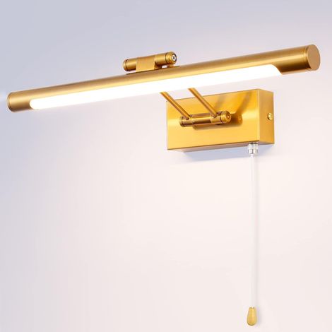 Wall Light 8 W Reading Light 40 cm Interior Brass Bathroom Mirror Lamp 3000 K LED with Pivoting Lamp Head Reading Lamp 900LM for Paintings and Showcases (1/5)