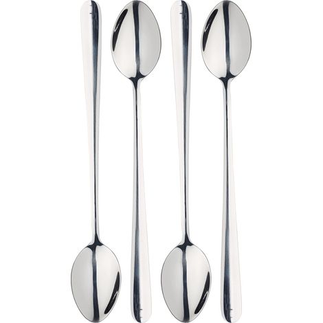 MasterClass Cucchiaini Lunghi per Caffelatte, Gelati, Frullati, Acciaio Inossidabile, 12 cm, Argento, 4 Pezzi (1/4)