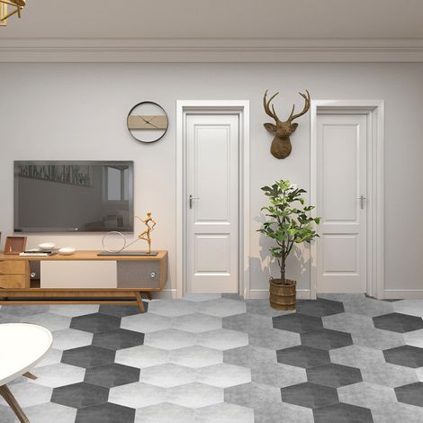 Lot de 10 autocollants hexagonaux imperméables et antidérapants pour carrelage en céramique, à coller sur les murs et les sols – Décoration intérieure (1/5)
