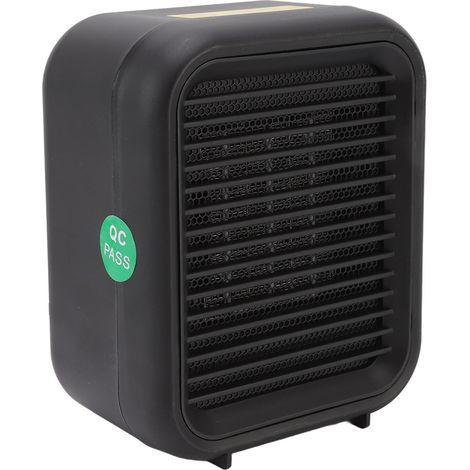 Chauffage d'air électrique 800 W noir, petit modèle, en céramique, avec système anti-basculement et en ABS. Idéal pour la maison et le bureau. Prise UE 220-240 V.