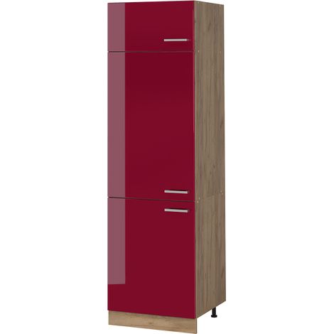 Armoire haute R-Line, Rouge brillant/Chêne doré, 60cm, Vicco (1/5)