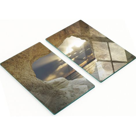 Planches à découper décoratives en verre pour la cuisine, motif grotte marine, 2 x 30 x 52 cm (1/5)