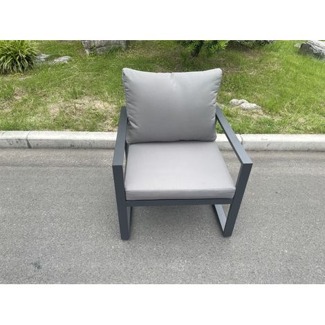Fimous Aluminum Outdoor Garden Furniture Single Arm Chair Sofa With Seat And Back Cushion Dark Grey (1/5)