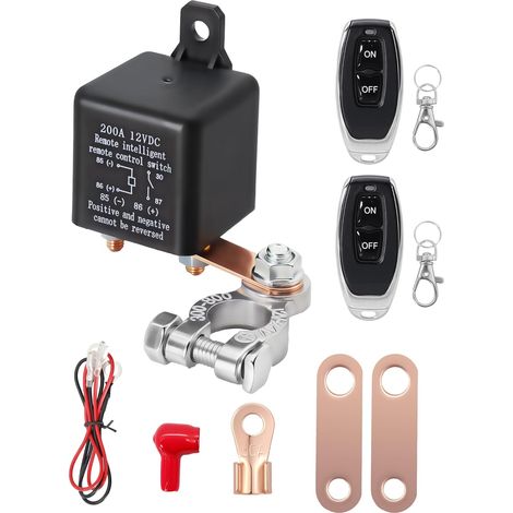 Coupe-Batterie de Voiture 12V 24V CC avec Télécommande, 200A Coupe-Batteries Principal, avec 1 Pince de Batterie, pour Camion, Moto, Bateau, Camping-Car, Yacht (1/5)