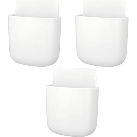 Soporte para control remoto de 3 piezas,Portalápices de pared,Caja de almacenamiento autoadhesiva para teléfono móvil sin agujeros,Blanco (1/5)