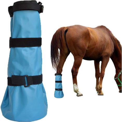 Bota de baño para cascos de caballo fácil de usar - Bolsa para el cuidado de los cascos con cojín de EVA y 2 correas elásticas - Azul (1/5)