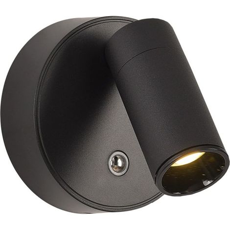 Applique murale LED rechargeable sur batterie, avec interrupteur tactile à intensité variable, lampe de lecture magnétique rotative à 350°, noire -6000K