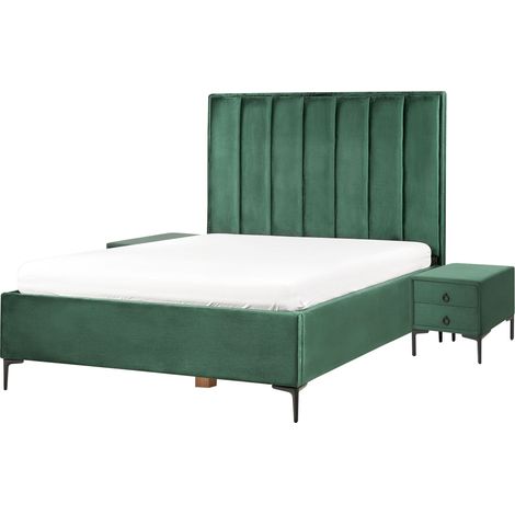 Bedroom Set Velvet SEZANNE 140 x 200 cm (EU Double) Dark Green (1/5)