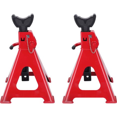 Lot de 2 chandelles de levage en acier robuste pour voiture, capacité de 6 tonnes, hauteur réglable (1/5)