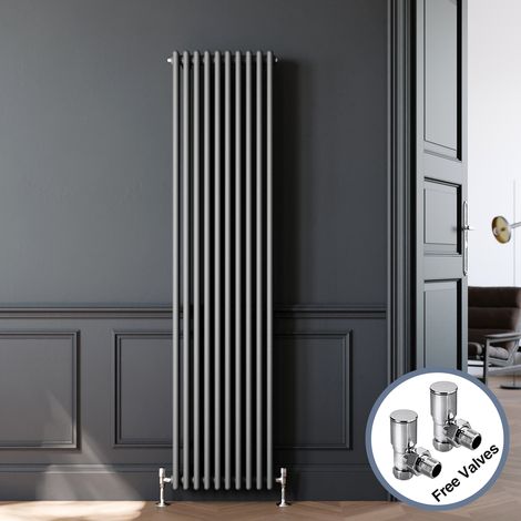 ELEGANT Traditional Column Radiator Cast Iron Style Radiator Vertical Radiator 1800 Anthracite Triple Column Radiator Rads 1800 x 470 mm with Valves (1/5)