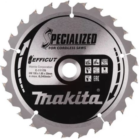 Makita E-11178 Lama TCT efficut 190x20 per seghe circolari