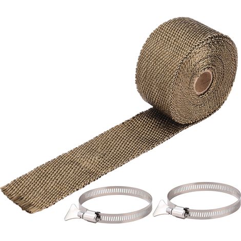 Thermische und feuerfeste Rohrisolierung – Glasfaserband, 5 m lang, 5 cm breit, 2 verstellbare Klemmen, 65–89 mm Durchmesser, hitzebeständig bis 1650 °C (1/5)