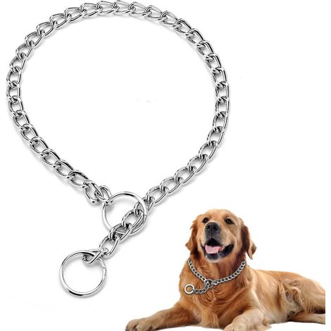Collier Etrangleur pour Chien, avec Fermoir Sécurisé, en Acier Inoxydable, pour Dressage et Promenade, Chaine en Acier, Contrôle Réglable, de Chien en Métal, avec Connexion, pour Gros (55cm) (1/5)