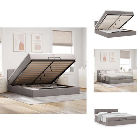 Cadre de lit ottoman avec matelas taupe 200x200 cm tissu - Cadre De Lit Ottoman - Cadres De Lit Ottoman - Cadre De Lit - Cadre De Lit Avec Rangement (1/5)