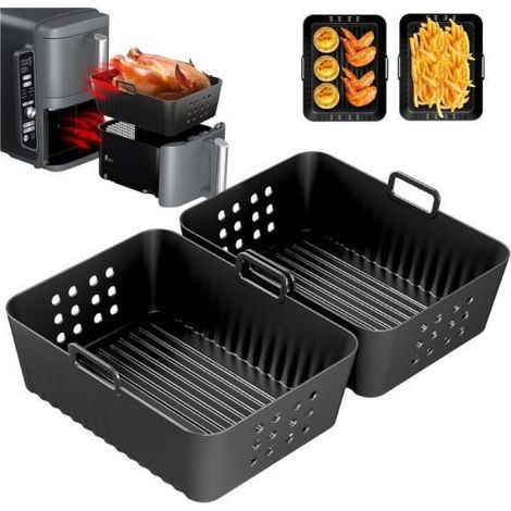 Lot de 2 moules en silicone pour Air Fryer Ninja Double Stack XL SL400EU — accessoires friteuse sans huile (1/4)