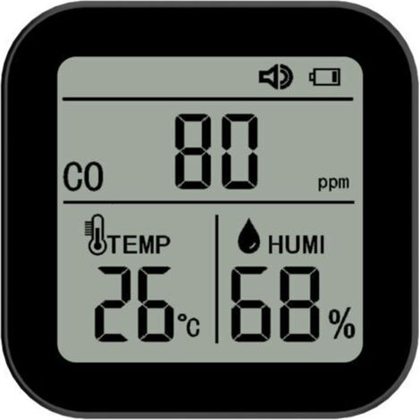 Détecteur 3-en-1 qualité de l’air avec alarme CO, température et humidité – Précision haute pour maison, bureau ou voiture (1/4)