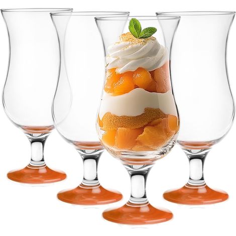 Lot de 4 verres à cocktail Long Drink Gin Bière Eau Verres à cocktail Verre à eau Verre à smoothie Dessert Passe au lave-vaisselle Orange 4 x 420 ml (1/3)