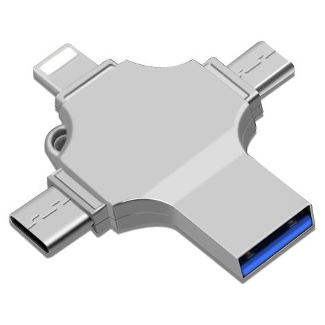 4-in-1-USB-Speicherstick, 32 GB – Geschwindigkeit und Komfort für Ihren Computer, Ihr Smartphone und Ihren Laptop (1/3)