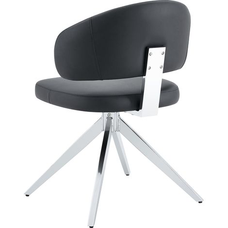Sedia girevole moderna con struttura metallica, imbottitura in PU nero, 360° (1/5)