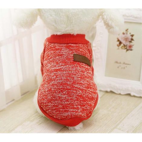 Pull pour chien, vêtements chauds pour chiens et chats, manteau polaire pour chiots et chiens de petite, moyenne et grande taille. Bleu marine + rouge (grand modèle). (1/5)
