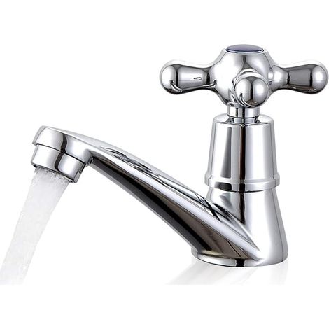 Robinet de cuisine vintage à poignée unique, mitigeur d'eau froide, robinet rétro pour évier de cuisine, salle de bain ou extérieur - Poignée en croix et accessoires élégants (1/5)