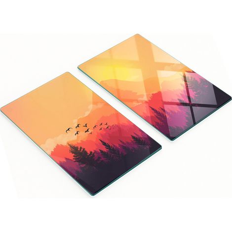 Taglieri da cucina decorativi in vetro con paesaggio montano, 2x30x52 cm (1/5)