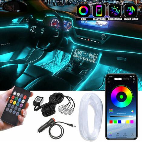 Bandeau LED 8m pour voiture, éclairage d'ambiance intérieur 5V, compatible tous modèles, réglable via smartphone, ruban lumineux auto, kit de 8 mètres, idéal pour habitacle. (1/5)