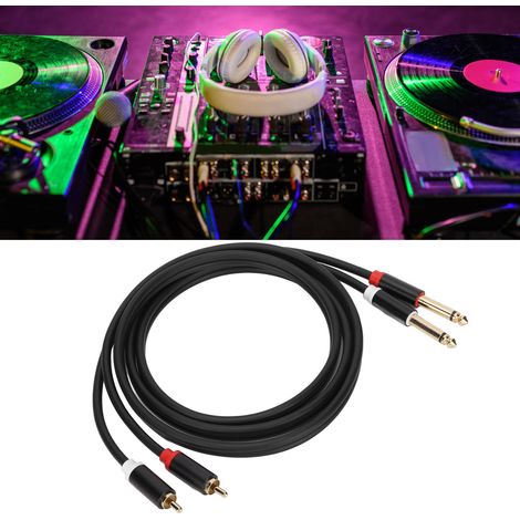 Câble Stéréo 2 RCA vers 2 Jack 6.35mm TS - 1.5m - Câble de Connexion Audio