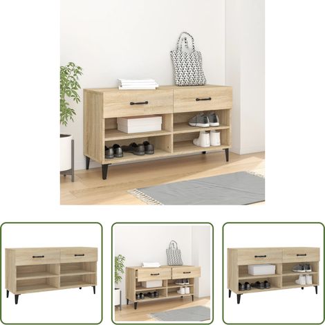 vidaXL Armoire bois - Armoire à chaussures Chêne sonoma 102x35x55cm Bois d'ingénierie (1/5)