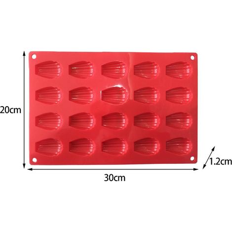 Silikon-Madeleineform mit 20 Mulden, antihaftbeschichtet, ideal für selbstgemachtes Gebäck, perfekt für Kuchen und Pralinen. (1/4)