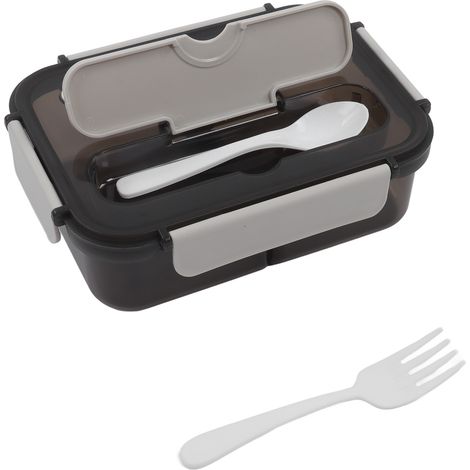 Set aus 2 weißen, unterteilten Lunchboxen aus Kunststoff, 1100 ml, großes Fassungsvermögen, quadratische Form, mikrowellengeeignet, ideal für Schüler und Angestellte. (1/5)