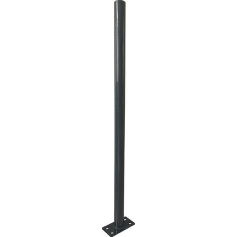 Vigor, Paletto Tondo con Piastra, Plasticato antracite RAL-7016, Diametro 48 mm, Altezza 180 cm