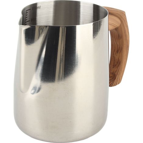 Bol à lait mousseur, graduation intérieure, bec verseur anti-gouttes en acier inoxydable 304, pichet vapeur avec poignée, couleur d'origine, 1000 ml (1/5)
