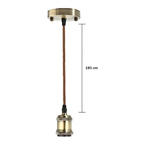 Porta lampada E27 bronzo antico a sospensione pendente con cavo vintage retrò