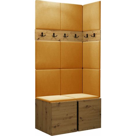 Conjunto para recibidor Pinis I, Manila 32, 186x84x46cm, Aglomerado laminado, Tapiz, Colocada, Montada en la pared