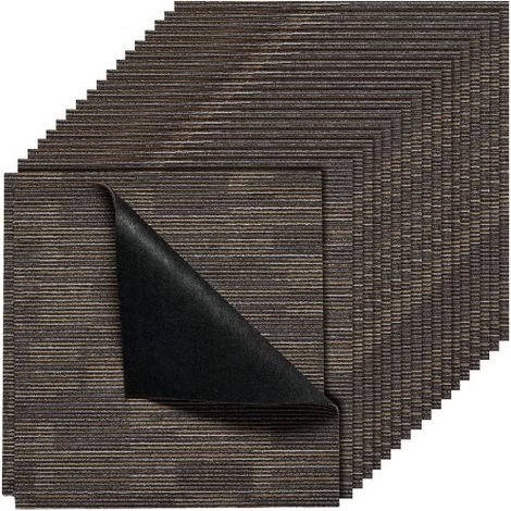 Losetas de Alfombra Reutilizables de 609,6 x 609,6 x 6 mm, 24 uds, Alfombra Modular Cuadrada, Suave, Acolchada, sin Costuras, 9 m², para Sala de Estar, Dormitorio, Interior, Gris y Marrón (1/5)