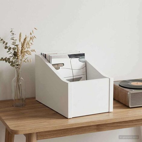vidaXL LP Record Box White 18 x 32 x 18 cm Engineered Wood (1/5)