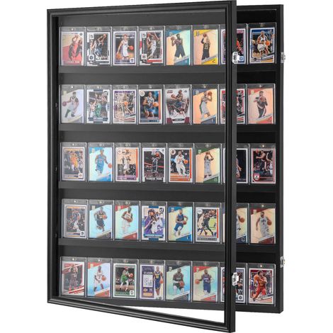 VEVOR Vitrina para 35 Tarjetas Deportivas con 98% de Protección UV, 617 x 775 x 55 mm, Vidrio de PC Transparente y Gabinete de Pared con Cerradura para Tarjetas Comerciales de Fútbol, ​​Baloncesto
