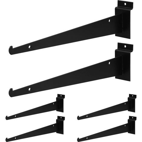 Lot De 6 Supports D'Étagère En Métal Pour Panneaux À Rainures Crochets À Slatwall Fixation Murale Pour Étagère De Rangement Montage Facile Garage Entrepôt Magasin 12.60 X 3.15 X 1.57 in (1/5)