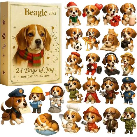 Calendrier de l'Avent 2025 – Décoration de Noël 2D Chien avec motifs animaux – Pour les amoureux des animaux, convient pour le sapin de Noël, le mur, la cheminée, à l'intérieur comme à l'extérieur. (1/5)