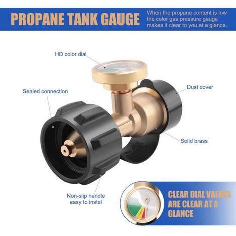 2PièCes Indicateur de Niveau de Jauge de RéServoir de Propane RV Compteur de Pression de Gaz avec Connexion de Type 1, DéTecteur de (1/4)